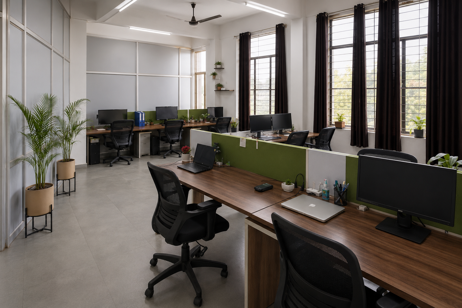Workstation area in the Tri Eye Infra office