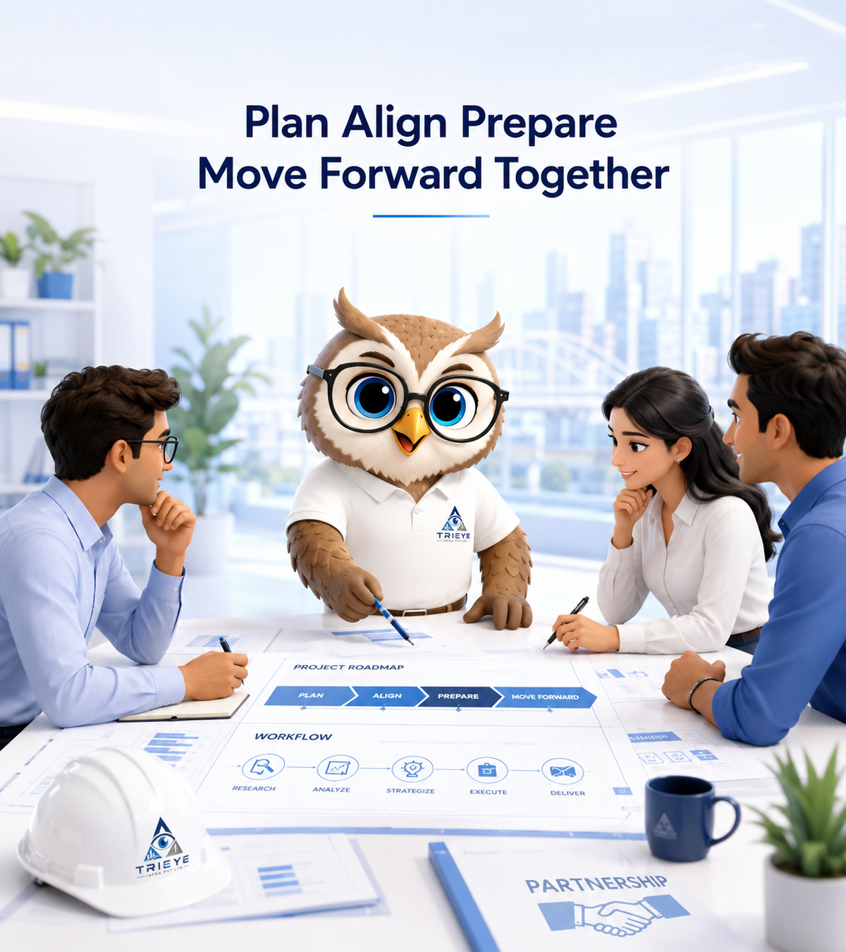 Tri Eye Infra planning and partnership coordination visual