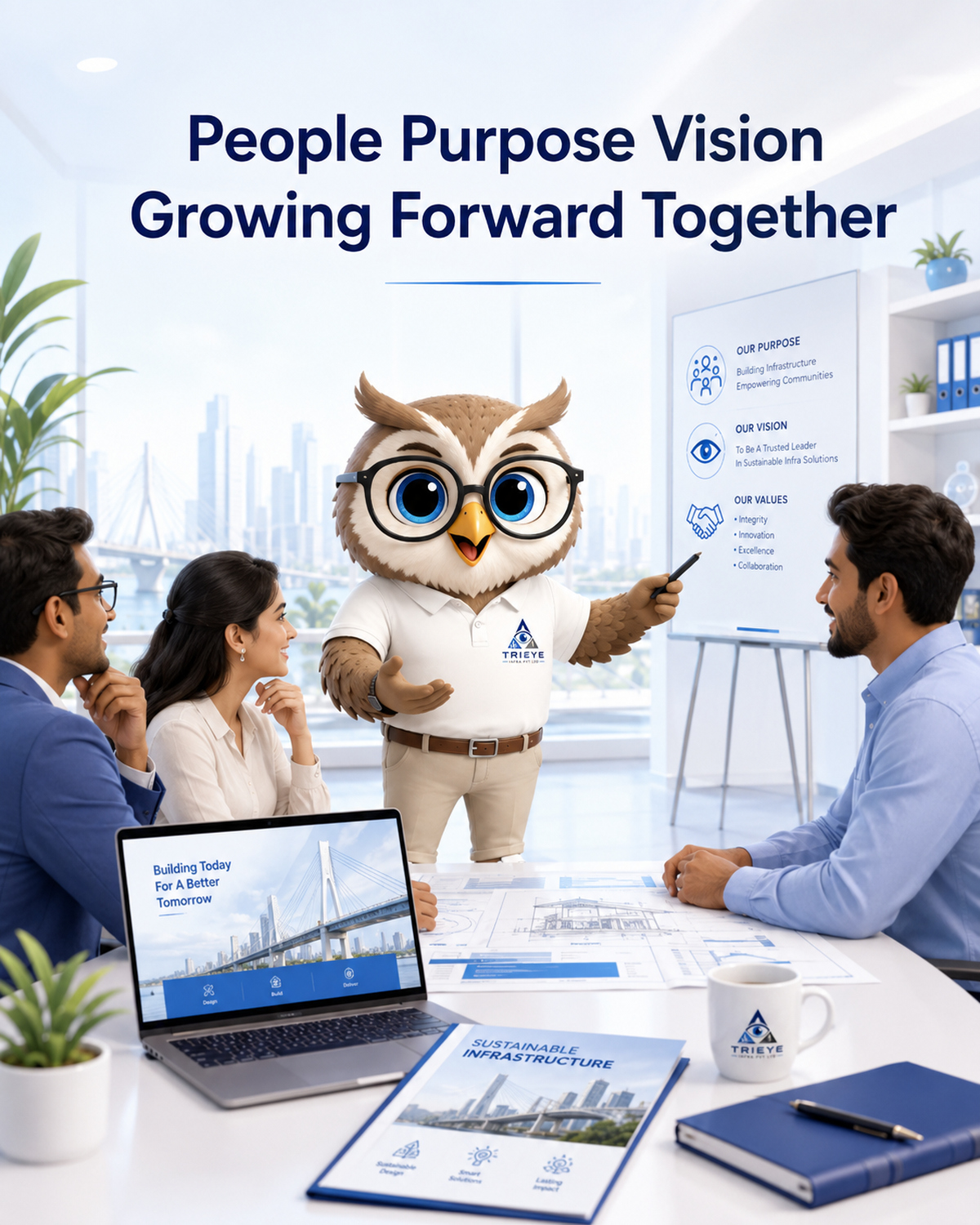 Tri Eye Infra people, purpose, vision and company growth visual