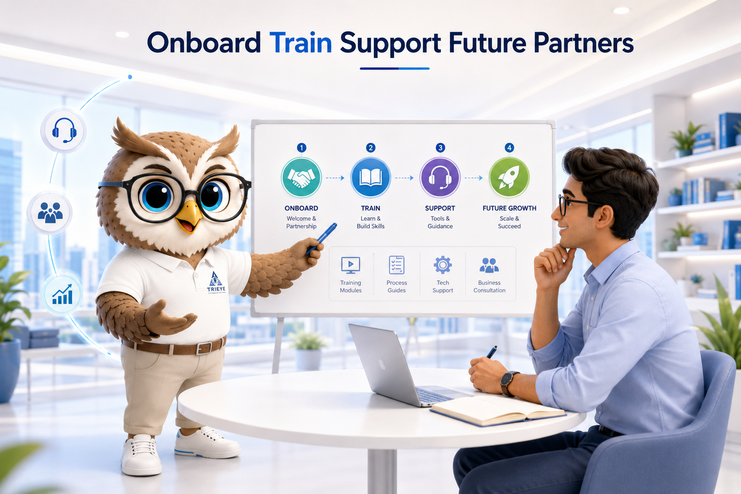 Tri Eye Infra future BPO franchise onboarding and support visual